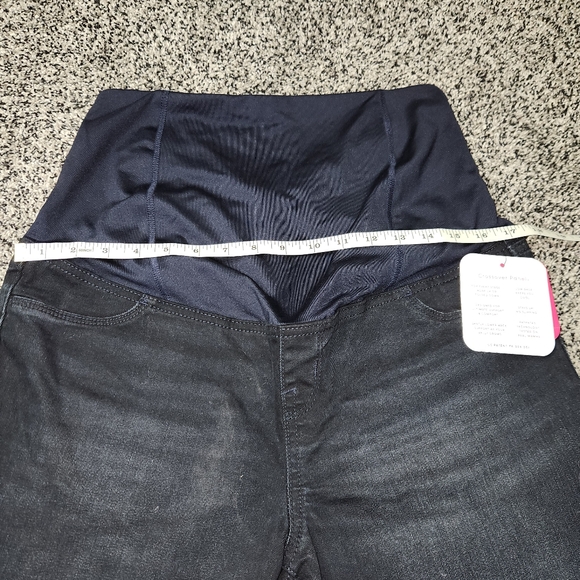 Isabel Maternity Bermuda Shorts Sz 12 Black Denim Crossover‎ Panel 9" Inseam Nwt - Picture 5 of 11